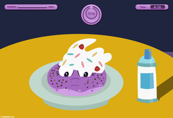 Size: 4552x3108 | Tagged: safe, artist:techarmsbu, twilight sparkle, food pony, original species, castle sweet castle, g4, ambiguous gender, food, frown, i am bread, i'm pancake, literal, pancakes, parody, solo, whipped cream, wide eyes