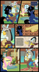 Size: 5300x9900 | Tagged: safe, artist:evilfrenzy, discord, fluttershy, oc, oc:femzy, oc:frenzy, draconequus, pegasus, pony, unicorn, comic:discord assistants, g4, absurd resolution, comic, female, male, mare, rule 63