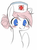 Size: 756x1009 | Tagged: safe, artist:katuhira_rinmi, nurse redheart, earth pony, pony, g4, blushing, cute, female, hat, heartabetes, mare, no pupils, nurse, portrait, raised hoof, simple background, smiling, solo, white background