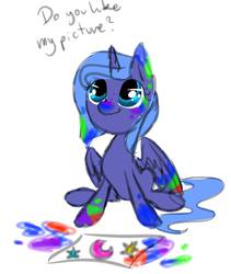 Size: 1600x1900 | Tagged: safe, artist:diax, princess luna, g4, bronybait, cute, doodle, female, filly, lunabetes, sitting, solo, woona