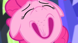 Size: 1365x763 | Tagged: safe, artist:jakewhyman, edit, edited screencap, screencap, pinkie pie, castle sweet castle, g4, faic, female, inverted mouth, smiling, solo, wat
