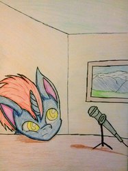 Size: 718x960 | Tagged: safe, artist:acleus097, oc, oc only, pony, unicorn, microphone, traditional art