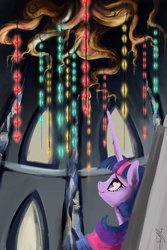 Size: 2000x3000 | Tagged: safe, artist:silfoe, twilight sparkle, alicorn, pony, castle sweet castle, g4, female, golden oaks chandelier, high res, mare, tree of memories, twilight sparkle (alicorn)