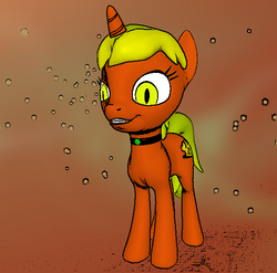 Size: 565x558 | Tagged: safe, artist:darth-silas, pony, unicorn, ponylumen, 3d, 3d pony creator, crazy face, cutie mark, danger, evil, faic, female, insanity, mare, paint.net, smirk, sneer, solo, wide eyes, yellow eyes