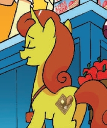 Size: 221x264 | Tagged: safe, idw, pony, friends forever #9, g4, my little pony: friends forever, spoiler:comic, background pony, chicken and waffles, home cookin', solo