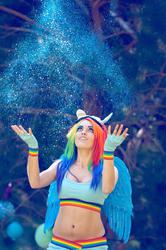 Size: 636x960 | Tagged: safe, artist:babygirlfallenangel, rainbow dash, human, g4, belly button, cosplay, irl, irl human, midriff, photo