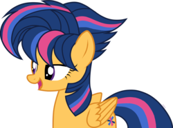 Size: 1280x951 | Tagged: safe, artist:dizzy pen, edit, oc, oc only, oc:starburst, castle sweet castle, g4, alternate hairstyle, offspring, parent:flash sentry, parent:twilight sparkle, parents:flashlight, punklight sparkle, simple background, solo, transparent background