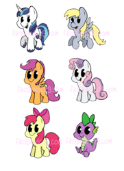 Size: 540x746 | Tagged: safe, artist:gopherfrog, apple bloom, derpy hooves, scootaloo, shining armor, spike, sweetie belle, pegasus, pony, g4, adorabloom, background pony, cute, cutealoo, cutie mark crusaders, derpabetes, diasweetes, female, happy, mare, open mouth, shining adorable, smiling, spikabetes, watermark