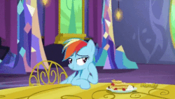 Size: 480x270 | Tagged: safe, screencap, rainbow dash, castle sweet castle, g4, animated, cute, dashabetes, discovery family logo, female, pancakes, weapons-grade cute