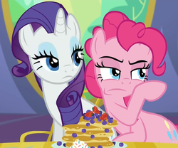 Size: 1261x1047 | Tagged: safe, screencap, pinkie pie, rarity, castle sweet castle, g4, reaction image