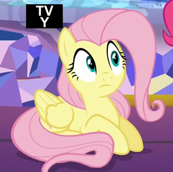 Size: 1003x995 | Tagged: safe, screencap, fluttershy, pinkie pie, earth pony, pegasus, pony, castle sweet castle, g4, cropped, female, lying down, mare, offscreen character, ponyloaf, prone, reaction image, solo focus