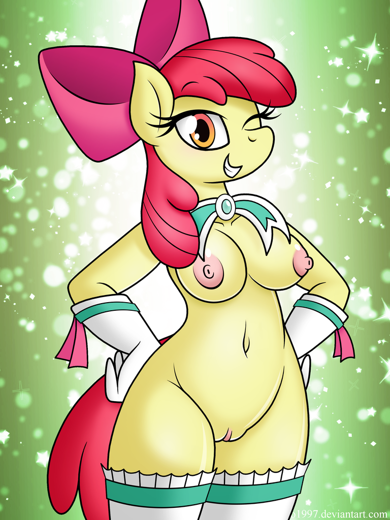 apple bloom, anthro, apple bloomers, apple bloom's bow, belly button, ...