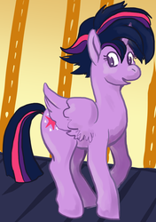 Size: 703x1000 | Tagged: safe, artist:asofterbucky, artist:checkers, twilight sparkle, alicorn, pony, castle sweet castle, g4, alternate hairstyle, female, mare, punklight sparkle, smiling, solo, twilight sparkle (alicorn)