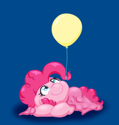 Size: 693x729 | Tagged: safe, artist:alazak, pinkie pie, earth pony, pony, g4, balloon, blanket, cute, diapinkes, female, mare, smiling, solo, that pony sure does love balloons, weapons-grade cute