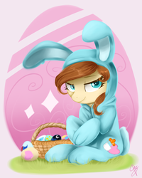 Size: 787x984 | Tagged: safe, artist:supermare, oc, oc only, oc:cream heart, earth pony, pony, bunny costume, clothes, easter, solo