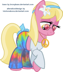 Size: 706x807 | Tagged: safe, artist:lululunabuna, lily, lily valley, earth pony, pony, g4, clothes, female, glasses, hippie, show accurate, solo