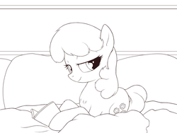 Size: 1024x768 | Tagged: safe, artist:rainbow, cheerilee, pony, g4, book, female, lineart, monochrome, solo