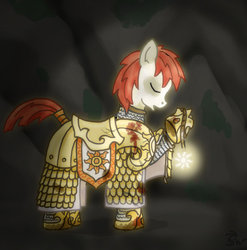 Size: 888x900 | Tagged: safe, artist:sensko, earth pony, pony, armor, dark souls, praise the sun, royal guard, royal guard armor