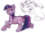 Size: 700x521 | Tagged: safe, artist:kaceymeg, twilight sparkle, g4, female, looking at you, looking back, open mouth, quill, raised hoof, raised leg, scroll, smiling, solo, underhoof