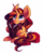 Size: 1280x1576 | Tagged: safe, artist:askpopcorn, sunset shimmer, pony, unicorn, g4, book, cute, female, journey book, mare, shimmerbetes, simple background, sitting, solo, white background