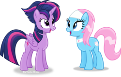 Size: 4766x3008 | Tagged: safe, artist:vector-brony, lotus blossom, twilight sparkle, alicorn, pony, castle sweet castle, g4, alternate hairstyle, female, mare, open mouth, punklight sparkle, simple background, transparent background, twilight sparkle (alicorn), vector
