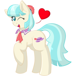 Size: 2800x2800 | Tagged: safe, artist:scramjet747, coco pommel, g4, female, heart, high res, solo, wink