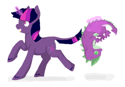 Size: 830x575 | Tagged: safe, artist:ponynamedrp, spike, twilight sparkle, g4, levitation, magic