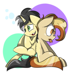 Size: 1500x1500 | Tagged: safe, artist:befishproductions, oc, oc only, oc:butter butt, oc:pan sizzle, butter pony, shipping, simple background, transparent background
