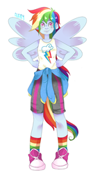 Size: 559x1042 | Tagged: safe, artist:averyskies, rainbow dash, human, equestria girls, g4, converse, female, humanized, ponied up, pony coloring, solo, winged humanization