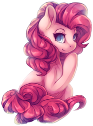 Size: 850x1140 | Tagged: safe, artist:lambity, artist:peachykat, pinkie pie, earth pony, pony, g4, colored pupils, cute, diapinkes, female, looking at you, mare, simple background, solo, transparent background, watermark