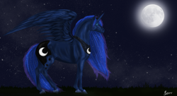 Size: 900x490 | Tagged: safe, artist:mogbaest, princess luna, g4, female, moon, realistic, solo