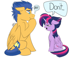 Size: 1280x1024 | Tagged: safe, artist:dragonfoxgirl, flash sentry, twilight sparkle, alicorn, pegasus, pony, castle sweet castle, g4, alternate hairstyle, backwards cutie mark, dialogue, female, flash sentry is amused, floppy ears, frown, male, mare, open mouth, punklight sparkle, scrunchy face, ship:flashlight, shipping, simple background, sitting, smiling, stallion, straight, transparent background, twilight sparkle (alicorn), twilight sparkle is not amused, unamused, varying degrees of amusement, wavy mouth