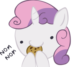 Size: 850x750 | Tagged: safe, artist:ocarina0ftimelord, part of a set, sweetie belle, g4, chibi, cookie, cute, diasweetes, eating, female, nom, solo