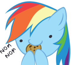 Size: 850x750 | Tagged: safe, artist:ocarina0ftimelord, part of a set, rainbow dash, g4, chibi, cookie, cute, dashabetes, eating, female, food, nom, solo