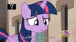 Size: 2560x1421 | Tagged: safe, screencap, twilight sparkle, alicorn, pony, g4, the cutie map, female, mare, meme, scrunchy face, solo, twilight sparkle (alicorn), youtube caption