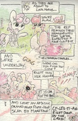 Size: 686x1068 | Tagged: safe, artist:slightlyshade, apple bloom, babs seed, scootaloo, sweetie belle, g4, comic, cutie mark crusaders, traditional art, wrestling