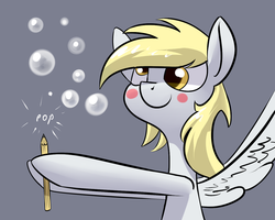 Size: 1280x1024 | Tagged: safe, artist:underpable, derpy hooves, pegasus, pony, derpin daily, g4, bubble, female, mare, solo