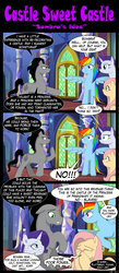 Size: 1987x4556 | Tagged: safe, artist:yula568, fluttershy, king sombra, rainbow dash, rarity, pegasus, pony, unicorn, castle sweet castle, g4, colored horn, comic, curved horn, friendship rainbow kingdom castle, horn, screencap background, sombra horn, sombra's cutie mark, speech bubble, twilight's castle