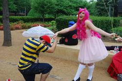 Size: 2048x1370 | Tagged: safe, pinkie pie, human, g4, akatsuki, clothes, cosplay, crossover, earthbound, irl, irl human, ness, photo