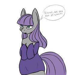 Size: 1000x1000 | Tagged: artist needed, source needed, safe, maud pie, earth pony, semi-anthro, g4, bottomless, chest fluff, clothes, female, loose fitting clothes, solo, sweater