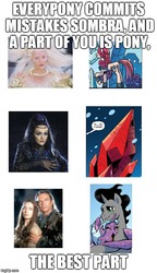Size: 460x797 | Tagged: safe, idw, king sombra, princess amore, radiant hope, fiendship is magic #1, g4, my little pony: fiendship is magic, spoiler:comic, comparison, female, image macro, male, meme, merlin, obscure reference, ship:hopebra, shipping, straight