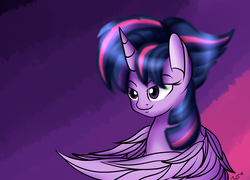 Size: 1500x1080 | Tagged: safe, artist:novaspark, twilight sparkle, alicorn, pony, castle sweet castle, g4, alternate hairstyle, female, mare, punklight sparkle, solo, twilight sparkle (alicorn)