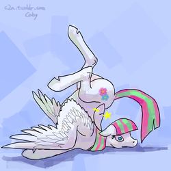 Size: 1000x1000 | Tagged: safe, artist:cabyowl, blossomforth, pony, g4, backbend, chest stand, contortionist, flexible, rare mare, silly, silly pony