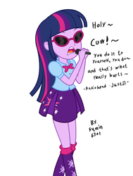 Size: 5100x6737 | Tagged: safe, artist:sumin6301, twilight sparkle, equestria girls, g4, absurd resolution, female, microphone, singing, solo, sunglasses