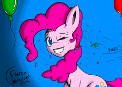 Size: 4500x3200 | Tagged: safe, artist:fiercewendigo, pinkie pie, castle sweet castle, g4, balloon, female, hidden confetti cannon, solo