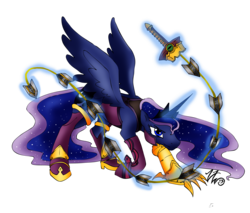 Size: 2534x2154 | Tagged: safe, artist:mistress-of-nochs, princess luna, g4, clothes, costume, female, high res, ivy valentine, nightmare night, solo, soul calibur, whip sword