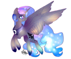 Size: 1024x853 | Tagged: safe, artist:sofilut, princess luna, g4, female, simple background, solo, spread wings, transparent background