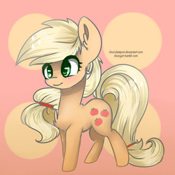 Size: 2000x2000 | Tagged: safe, artist:chocolateponi, applejack, g4, chest fluff, ear fluff, female, hatless, high res, missing accessory, solo