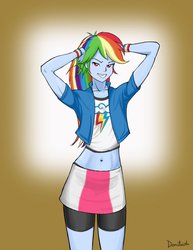 Size: 695x900 | Tagged: safe, artist:donutwish, rainbow dash, equestria girls, g4, belly button, clothes, female, midriff, multiple variants, skirt, solo