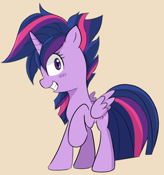 Size: 1029x1097 | Tagged: safe, artist:lance, twilight sparkle, alicorn, pony, castle sweet castle, g4, alternate hairstyle, blushing, female, grin, looking at you, mare, punklight sparkle, smiling, solo, twilight sparkle (alicorn)